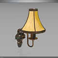 Vintage Wall Lamp Furniture Featuring Beige Lampshade Brass Stand And Green Decorative Base