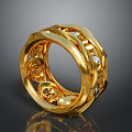 Elegant Golden Ring With Intricate Twisted Design And Diamond Accents For Fashion
