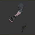 Detailed Tattooed Arms With Black Gloves Holding Modern Firearm Weapon Design Concept