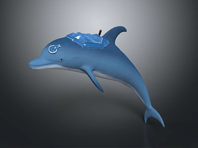 Blue Dolphin Toy With Transparent Seat For Rider And Cheerful Appearance 3d model