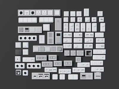 Various Modern Electrical Switch Panels in Different Sizes and Designs for Home Interior 3d model