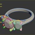 Beige Decorative Ring With Two Large Gemstone Shapes And Small Protrusions