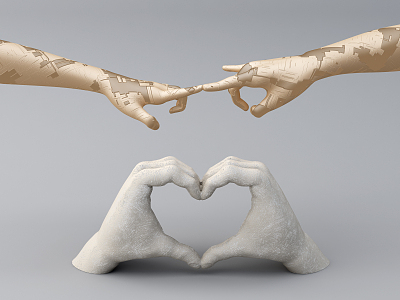 Modern sculpture love fingertip docking sculpture 3d model