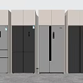 Modern Refrigerators Featuring Various Styles And Sleek Silver Gray Designs In Kitchen 3d model