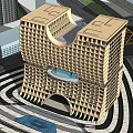 Modern hotel building wave square shape hotel office building 3d model
