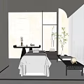 Minimalist SPA Sauna Room Interior With Massage Bed Soft Lighting Large Windows And City View