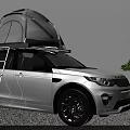 White SUV With Roof Tent And Ladder For Outdoor Camping Adventures