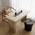 Middle Ancient Tea Table and Chair Balcony Tea Table and Chair Leisure Tea Table and Chair 3d model