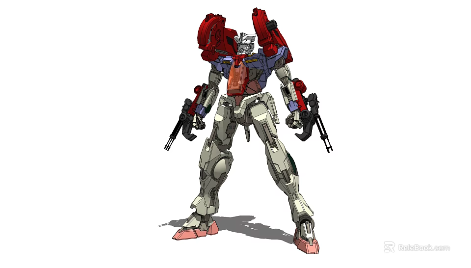 Electric Toy Robot With Red Gray Armor And Movable Joints Weapon Accessories 3d model 