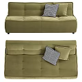 Modern Olive Green Two Seater Sofa With Checkered And Solid Pillows Tufted Design 3d model