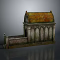 Weathered Stone Architectural Model With Arched Windows Dome Roof And Pedestal Base