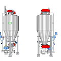 Industrial Equipment Stainless Steel Vertical Tanks With Orange Top Components And Piping System
