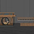 Outdoor Wooden Pavilion With Solar Panel Roof Circular Opening And Wooden Railings Platform