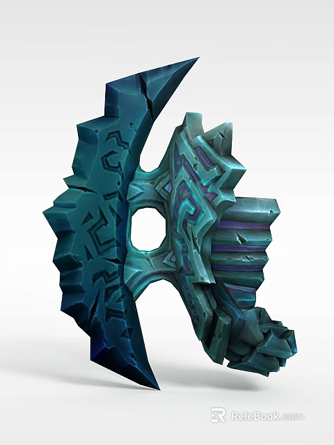 Tech Exhibition Hall Featuring Blue Green Gear Like Structure With Intricate Patterns 3d model