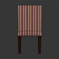 Red and Pink Striped Fabric Dining Chair with Wooden Legs