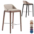 Modern Bar Stools With Wooden Frame Upholstered Seat And Multiple Color Options