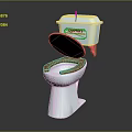 Stylish White Toilet With Orange Seat And Classic Tank Design