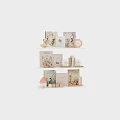Decorative Shelf Display With Books Magazines Recipe Book Flower Teapot And Greeting Items