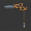 Woman Using Elegant Orange Hair Comb With Blue Teeth And Intricate Pattern Pendant