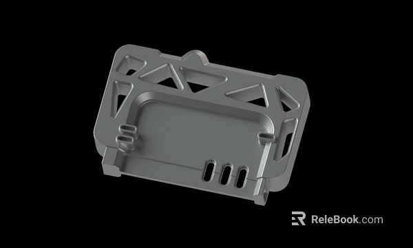 Gray Metal Structural Bracket Featuring Hollow Triangular Design And Mounting Holes 3d model 