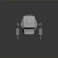 Sci Fi Mechanical Game Movie Character With Silver Body Yellow Glowing Panel And Side Arms