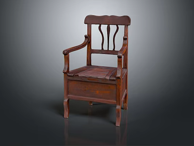Classic Wooden Leisure Chair With Armrest Curved Backrest And Vintage Design Structure 3d model