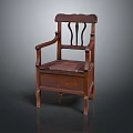 Classic Wooden Leisure Chair With Armrest Curved Backrest And Vintage Design Structure