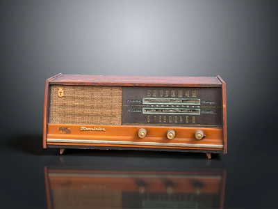 Vintage Desktop Computer Featuring Wooden Case Classic Knobs And Retro Dial Design 3d model
