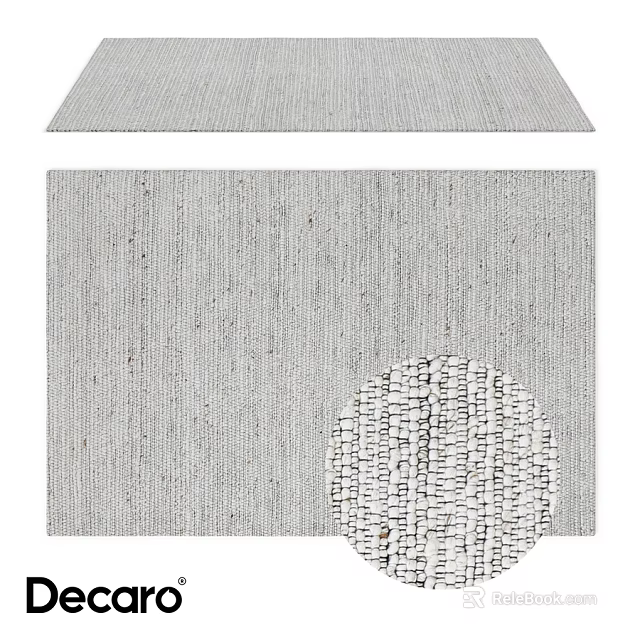 Gray Square Rug With Woven Texture And Detailed Design For Home Decor 3d model 