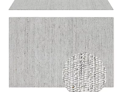Gray Square Rug With Woven Texture And Detailed Design For Home Decor 3d model
