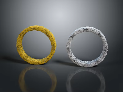 Yellow And Gray Textured Decorative Household Rings For Home Decoration 3d model