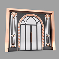 European-style double-door copper door 3d model