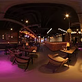 Industrial Bar Interior Design With Brick Walls Pendant Lights And Neon Signs