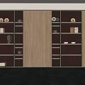 Modern Wooden Decorative Cabinet With Open Shelves Decorative Items And LED Lighting