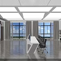 Modern Monitoring Room Interior With Control Desk Multiple Screens Large Windows And Chairs