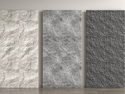 Textured Wall Panels With Light Gray And Dark Color Variations And Rough Smooth Stone Textures 3d model