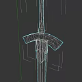 Decorative Sword With Blue Hilt Yellow Crossguard Geometric Patterns And White Blade