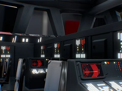 Commercial Airliner Cockpit Interior Featuring Digital Control Panels And Flight Instruments 3d model