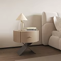 Light Wood Bedside Table With Drawer Cross Metal Base And Lamp Books Near Sofa Bed