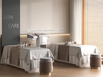 SPA Sauna Relaxing Skin Care Treatment Room With Modern Beds Marble Elements And Soft Lighting 3d model