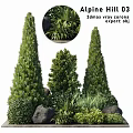 Decorative Plant Ornament Combination With Cone Shaped Trees Round Bushes Rocks And Grass