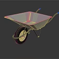 Practical Metallic Wheelbarrow With Single Wheel And Steel Frame For Garden Work