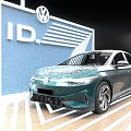 VW ID.7 Vizzion Green Car Showcase On Exhibition Island