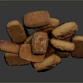Stacked Pile of Golden Brown Crusty Bread Pieces on Dark Background