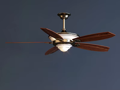 Modern Ceiling Fan with Air Conditioning Wooden Blades and Integrated Light Fixture 3d model