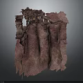 Red Layered Wooden Stone Structure With Natural Textured Surface And Patterns