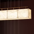 Modern Rectangular Chandeliers Suspended From Ceiling With Wooden Frame And Fabric Panels 3d model
