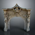Ornate Carved Arched Entrance Gate Featuring Angel Statues And Decorative Pillars