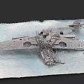 Rusted Fighter Jet Wreckage With Damaged Metal Remains On Snowy Terrain