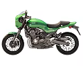 Kawasaki Green Modern Vintage Motorcycle With Classic Design Black Seat And Round Headlight